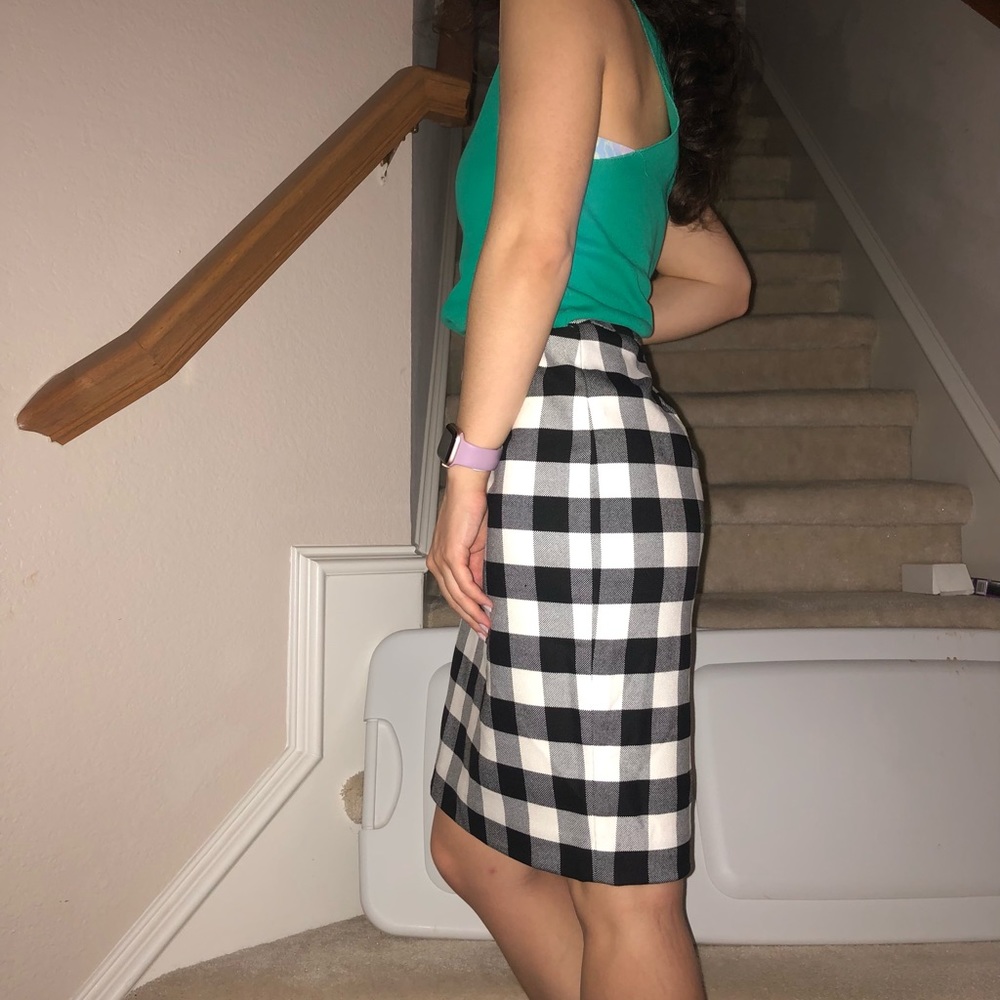 Ann Taylor Black checkered business pencil skirt
